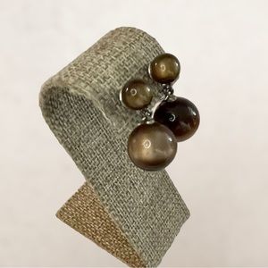 Beautiful Vintage Brown Moon Glow Screw Back Earrings